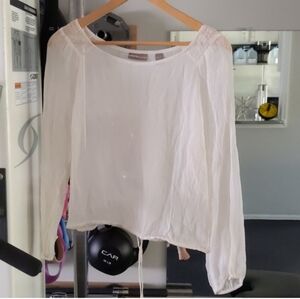 Cream ivory flowy sheer blouse M
